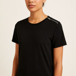 Ann Taylor  Black Short Sleeve Zipped Shoulder Top.      Size-Small Photo 0