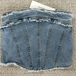 Urban Outfitters UO Ecote Kate Denim Tube Top Light Wash Blue NWT Small Photo 3