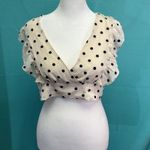 Bardot New  X Revolve Spot Ruffle Top in Oxford Spot. New with Tag. Size Small Photo 3