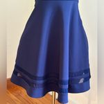 Lulus Lulu’s Navy Blue Midi Spandex Fit & Flare Sheer Stripes  Dress Sz XS Photo 3