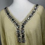 Signature Studio Sheer Gold Metallic Blouse Top M Pullover Tunic Beaded Sequins NYE Party New $48 Photo 1