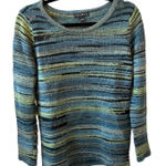 Tribal Women's Striped Knit Sweater Blue Green Black Long Sleeve‎ Size Small Photo 0