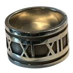 Tiffany & Co. Atlas Wide Band Ring Sterling Silver Roman Numeral Sz 5 Photo 3