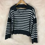 PaperMoon  Black/White Striped Cotton Polo Sweater Size Large Photo 1