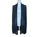 Babaton  Cardigan Size Medium Black Linen Blend Lightweight Open Front Minimalist Photo 1