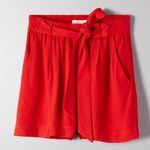Aritzia Wilfred Georgette High Waist Tie Pleated Shorts in Red Women's S Photo 8