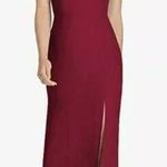 NWT Dessy Collection High Neck Backless Crepe Trumpet Gown in Burgundy 3039 Red Size 16 Photo 0