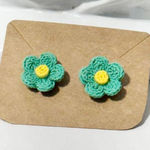 Flower Woven Crochet Style Plastic Acrylic Stud Earrings 1 Pair Green Fashion Green Photo 0