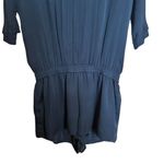 Joie  Benoite Romper Womens Small Black Caviar Silk Smocked Waist Back Zipper Photo 3