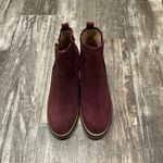Women's Burgundy Suede Wedge Ankle Boots Size 8.5 Red Photo 6