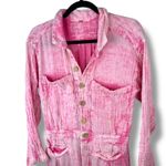 Free People Madrid Pink Double Cloth Guaze Button Down Onepiece Jumpsuit Small Photo 2