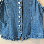 Vintage Vest Denim Velvet Western Embroidered Festival Y2K 90s Rachel Friends Blue Size L Photo 6