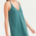 Silence + Noise Teal V-Neck Mini Slip Dress Photo 0