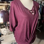 A Love Story Purple Burgundy Tunic Top Stretch Knit V-neck Dolman 3/4 Sleeve NWT Pit to pit about to 30” inches  Super stretchy soft knit light sweater top  Color: WINE HEATHER New with tag  Ships same business day if payment is received prior to 1pm EST! Smoke and pets free & temperature controlled facility Thanks for shopping my store Photo 3