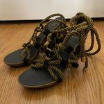 Diane Von Furstenberg DVF  Gold rope tie gladiator Heels size US 6 Photo 2