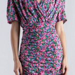 Luna  Multi Color Floral‎ Ruched Dress Size Small Photo 0