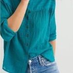 Anthropologie  x Pilcro and Letterpress Mila Top turquoise sz S Photo 0
