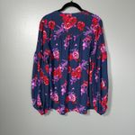 Ophelia Roe Women's Blue & Red Floral Blouse - Size Medium - Peasant Boho Chic Photo 4