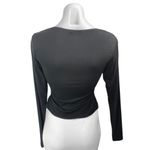Edikted Women's Black Long Sleeve Ruched Tie Front V-Neck Crop Shirt Top Size S Photo 1