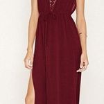 Forever 21 Burgundy Crochet Halter Maxi Dress Photo 0