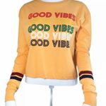 URBAN NATION Long Sleeve "Good Vibes" Crop Top Long Sleeve Orange Size XS Photo 0