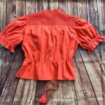 Calligraphie Womens Short Sleeve V-Neck Button Down Petite Crop Top Size PL Photo 4