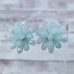 Vintage Clip On Earrings Large Light Green Stamped Western Germany Photo 0