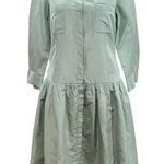 Rickie Freeman for Teri Jon Teal Blue Green Drop Waist Shirtdress Silk Size 10 Photo 0