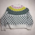 Old Navy Womens Fair Isle Sweater Size L White Multicolor Knit Pullover Boho Photo 4