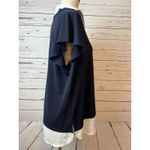 Adrianna Papell Twofer knit sweater blouse size Large Pullover Navy blue Ruffle Photo 7