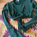 Urban Outfitters 🌻HP🌻NWOT  green Elle keyhole wrap crop top flare sleeves S Photo 12