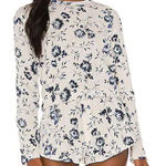 THE GREAT. Long Sleeve Sleep Tee Top Midnight Autumn Floral Blue White 2 Medium Photo 0