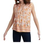 Lucky Brand Woodblock Floral Tie Front Tank Top Photo 0