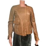 Veronica Beard brown moto leather jacket size 1 / XS Photo 2