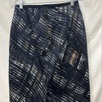 Club Monaco  Designer Navy Print Pencil Skirt Size 2 Photo 2