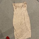 Pretty Little Thing  Dress Womens 10 Rust Cowl Neck Satin Midi Tan Slit Nude Photo 4