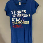 Alternative Apparel  Blue Baseball Short Sleeve Shirt Size Small Photo 0