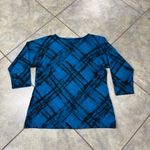 Anne cole Anne Klein Cashmere Boat Neck Sweater Top Size L Blue Geometric Luxury Modern Photo 1