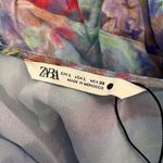 ZARA  Sz Large Ruffles rushed Romantic Boho Sexy Maxi Dress watercolor #72 Photo 2