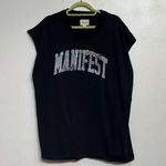 Free People Vintage Souls Black Manifest Oversized Muscle Shirt Sz XS Photo 1