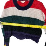 Luv Lane  Sweater Womens Medium Multicolor Striped Cropped Chunky Knit Crewneck Photo 6