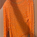 Orange Pearl Embellished Women's Top Photo 2