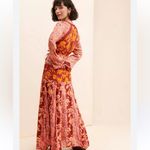 Free People  Tilda Wrap Dress Bohemian Patchwork Maxi Red Orange Medium NWOT Photo 3