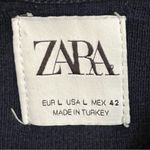 ZARA Woman’s Short Sleeve Heavier Weight Navy Blue & White Polo Shirt Size Large Photo 4