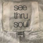 See Thru Soul Womens Zip Up Lined Bomber Jacket Lace Detail Ivory Size Small White Photo 4