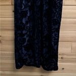 Vintage Steppin Out Sz Small Navy High Neck Crushed Velvet Mesh Filigree Dress Blue Photo 6
