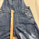 Levi's M Highwater Denim Overalls Distressed Acid Wash Wide Leg Cropped Grunge Blue Size M Photo 9
