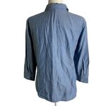 Karen Kane Vintage 90s Button Up Chambray Shirt 8 Blue Denim Pockets 3/4 Sleeves Collared Photo 3