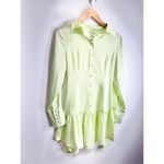 GRLFRND  Mini Dress Extra‎ Small Button Down Long Sleeve Lime Green Photo 3