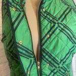 Crown & Ivy  Quilted Green And‎ Blue   Zipper Up Vest 2 Pockets Gold Accents Sz M Photo 1